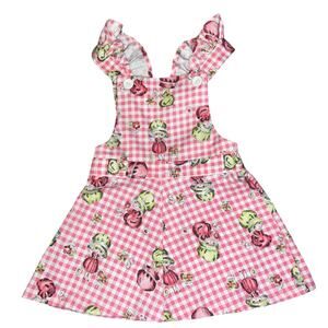 Healthtex vintage 70s Pinafore jumper dress Pink & white gingham girls size 4